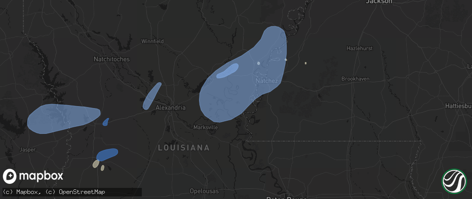Hail map in Monterey, LA on May 23, 2026