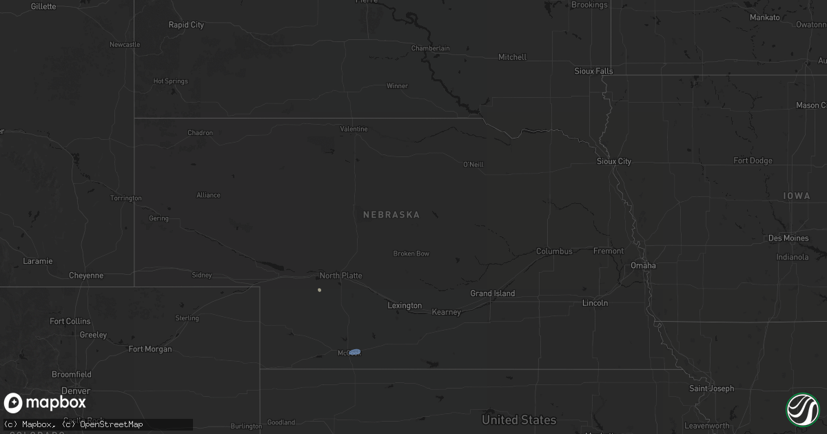 Hail map in Nebraska on May 23, 2026