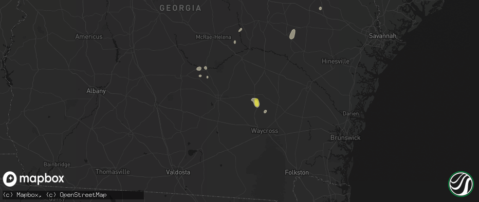Hail map in Nicholls, GA on May 23, 2026