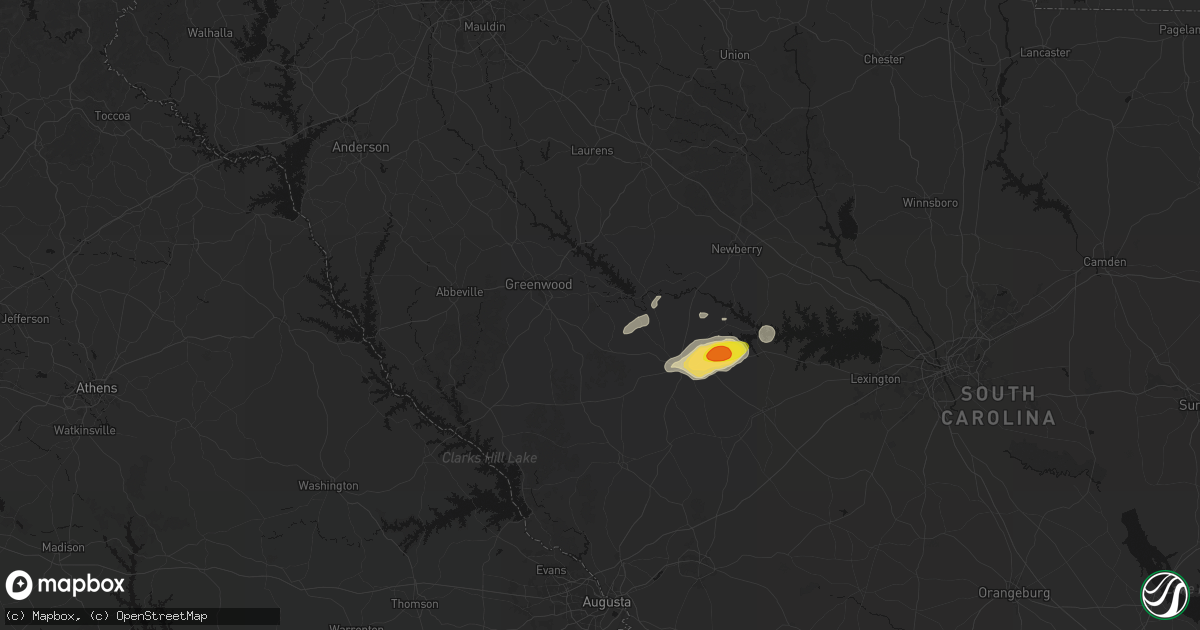Hail map in Ninety Six, SC on May 23, 2026
