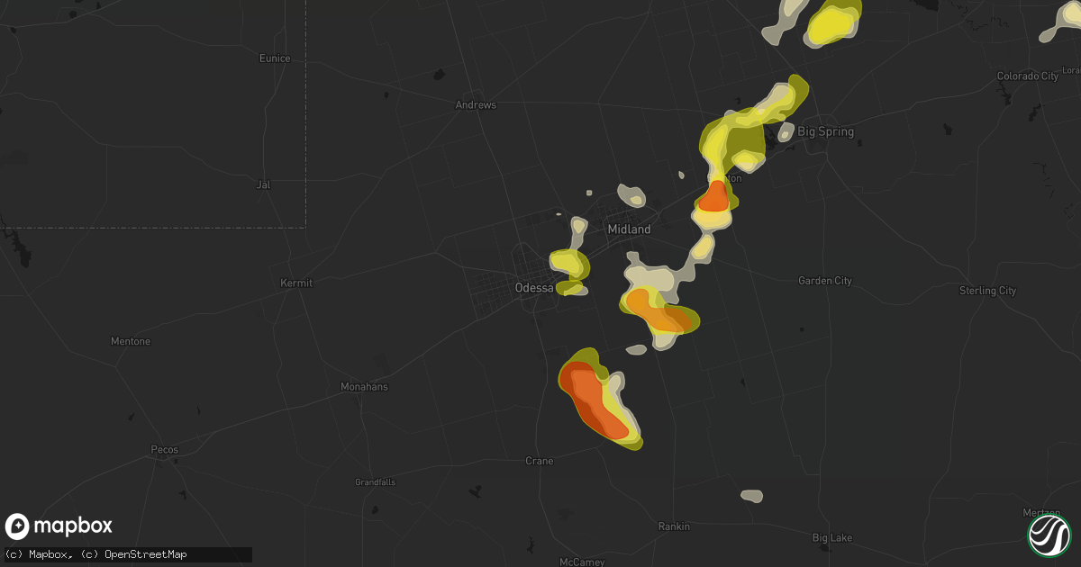 Hail map in Odessa, TX on May 23, 2026