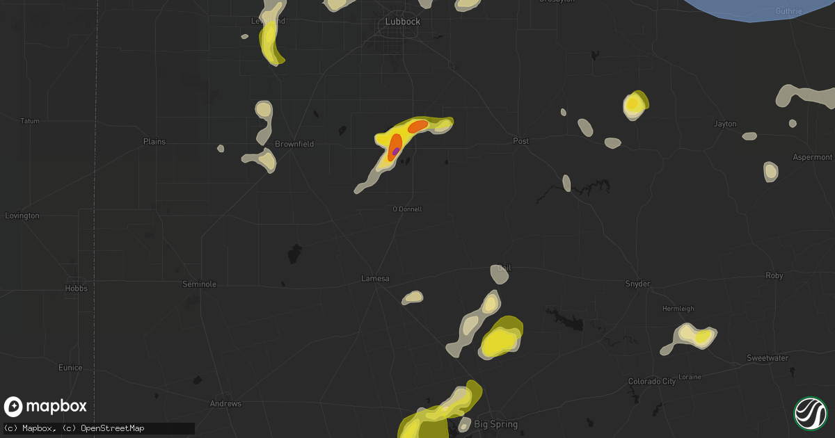 Hail map in Odonnell, TX on May 23, 2026