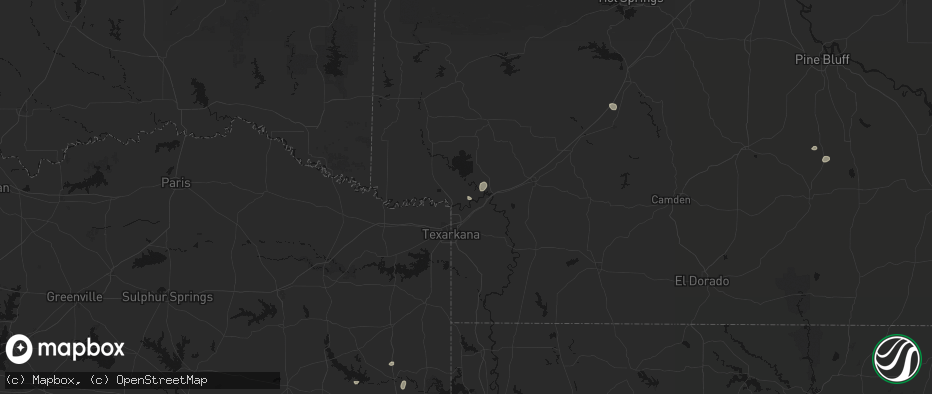 Hail map in Ogden, AR on May 23, 2026