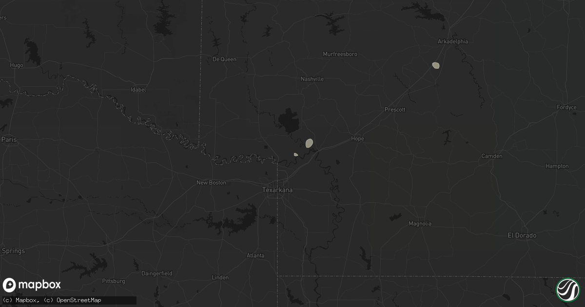 Hail map in Ogden, AR on May 23, 2026