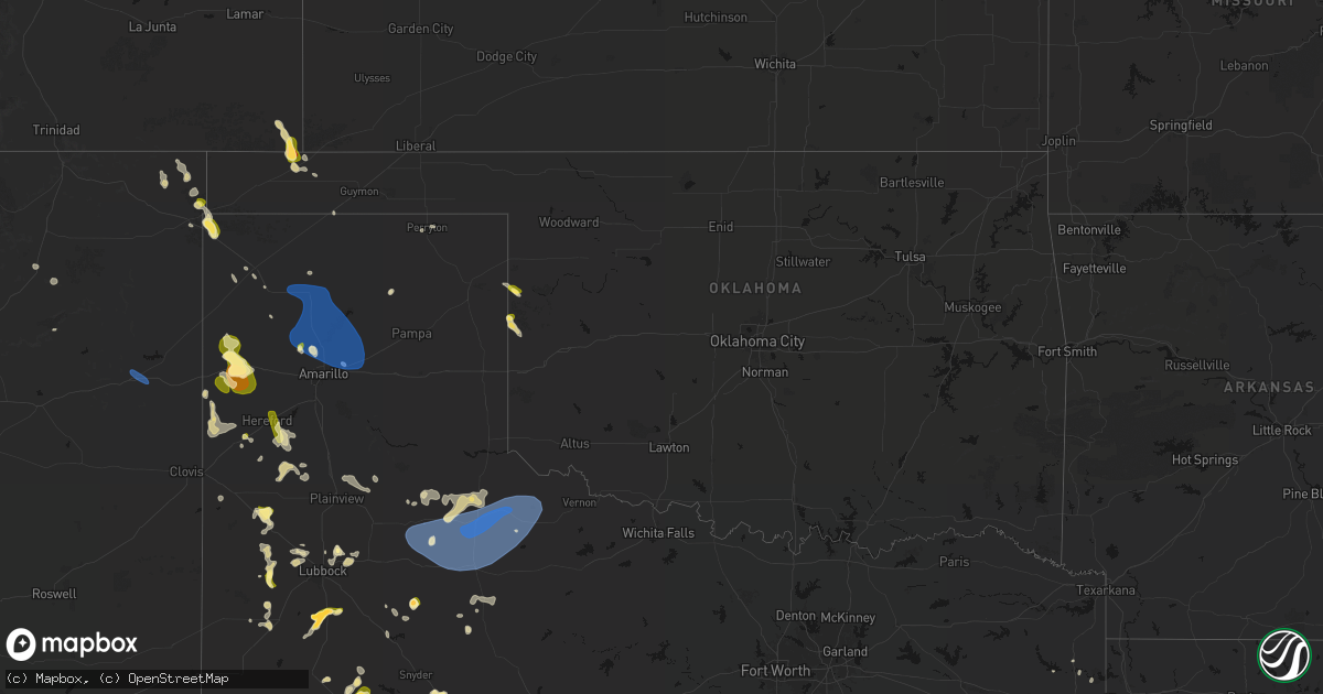 Hail map in Oklahoma on May 23, 2026