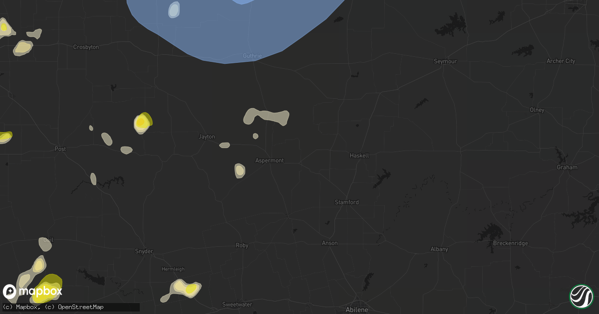 Hail map in Old Glory, TX on May 23, 2026