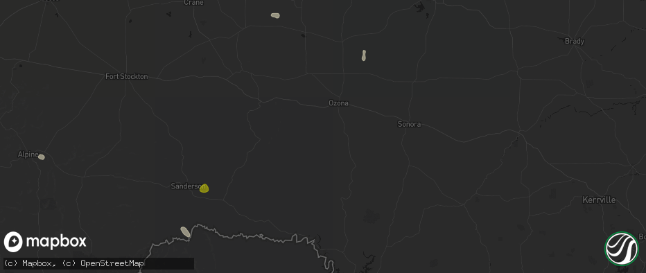 Hail map in Ozona, TX on May 23, 2026