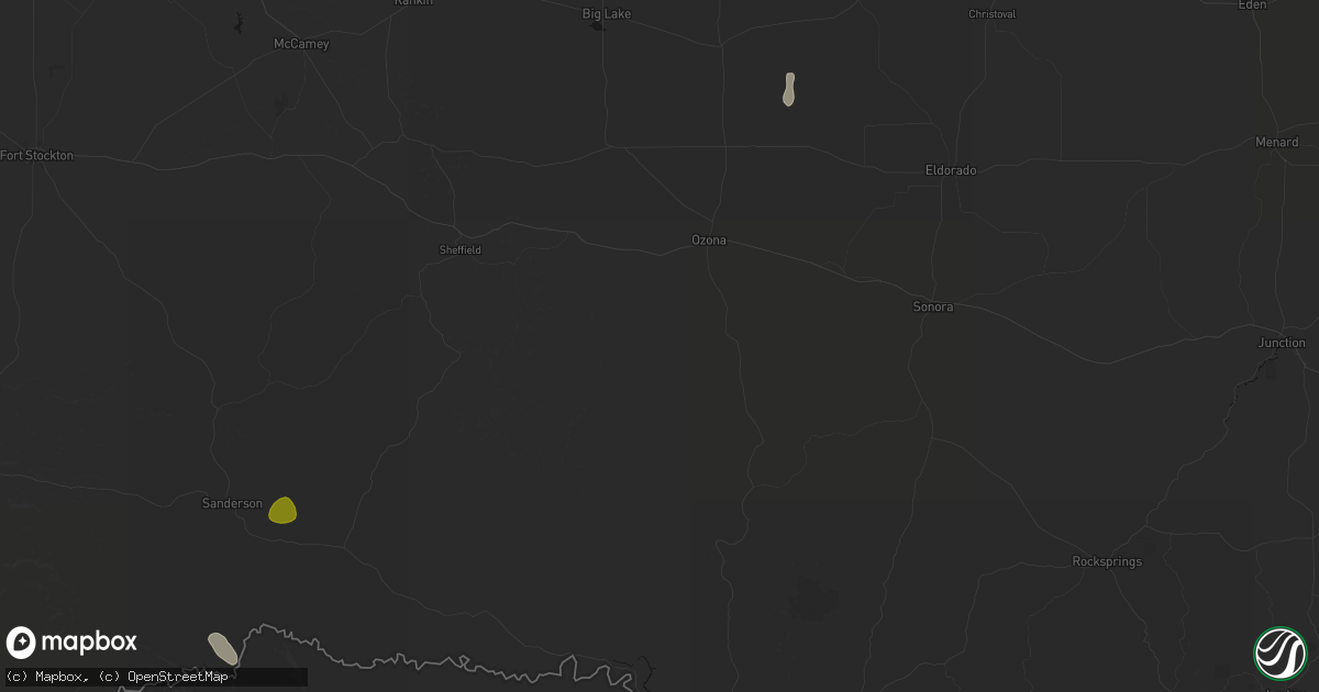 Hail map in Ozona, TX on May 23, 2026