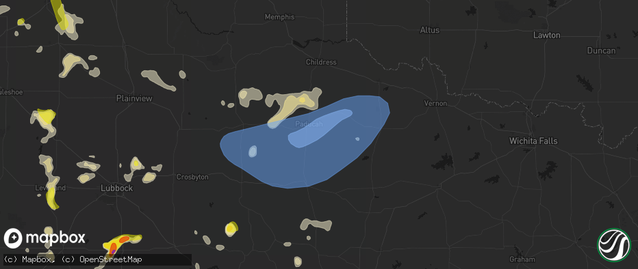 Hail map in Paducah, TX on May 23, 2026