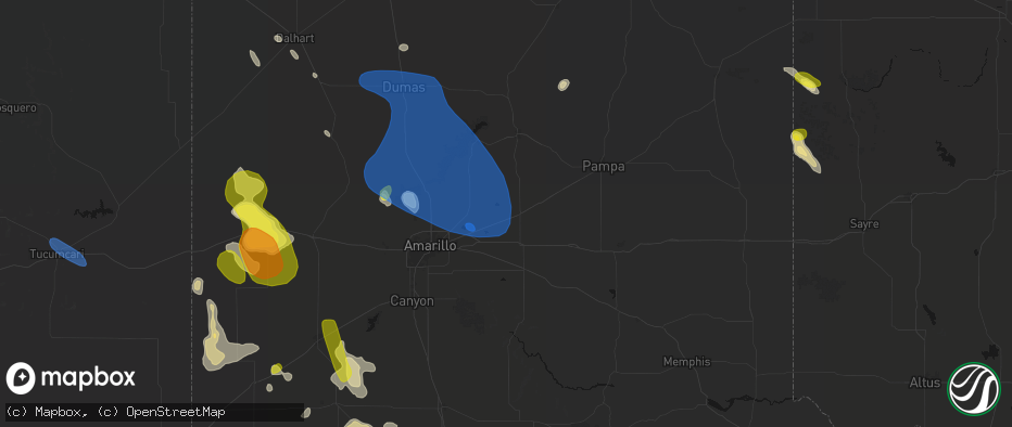 Hail map in Panhandle, TX on May 23, 2026