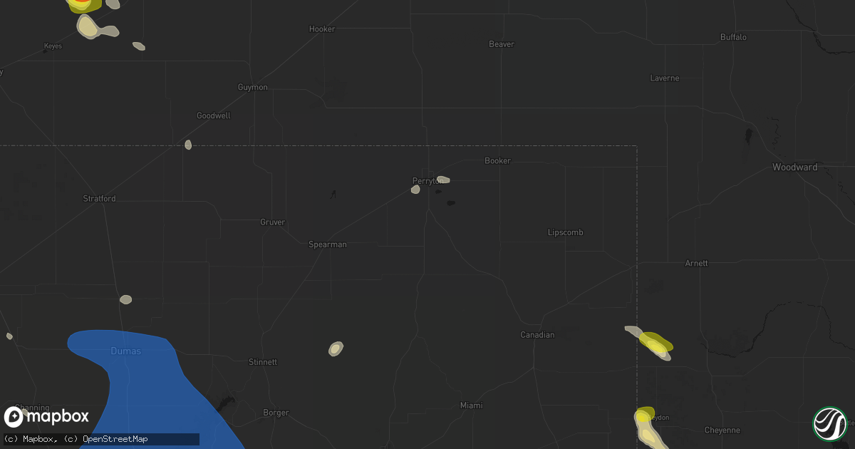 Hail map in Perryton, TX on May 23, 2026
