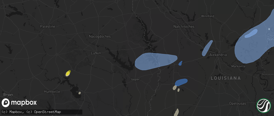 Hail map in Pineland, TX on May 23, 2026