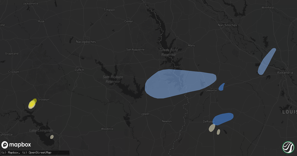 Hail map in Pineland, TX on May 23, 2026