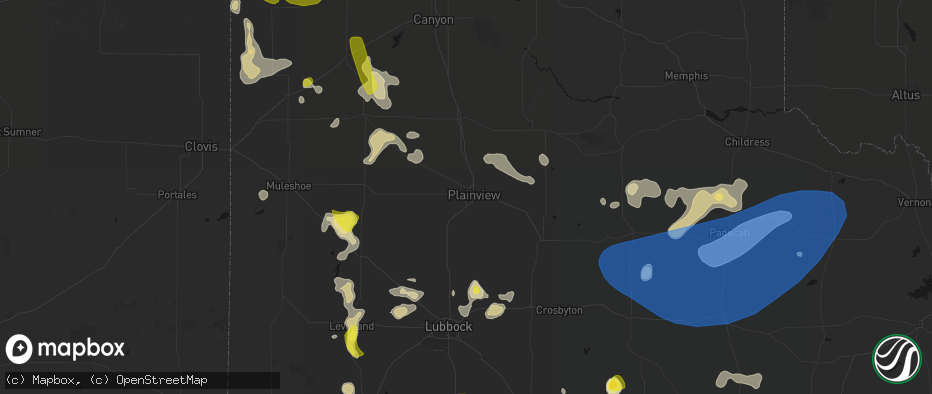 Hail map in Plainview, TX on May 23, 2026
