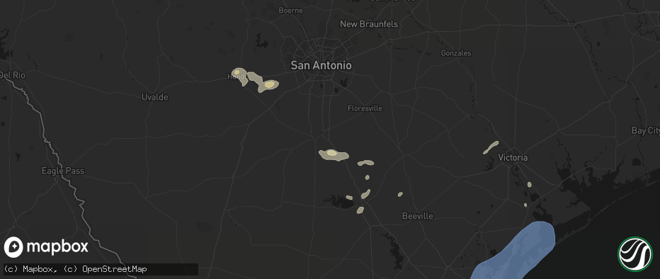 Hail map in Pleasanton, TX on May 23, 2026