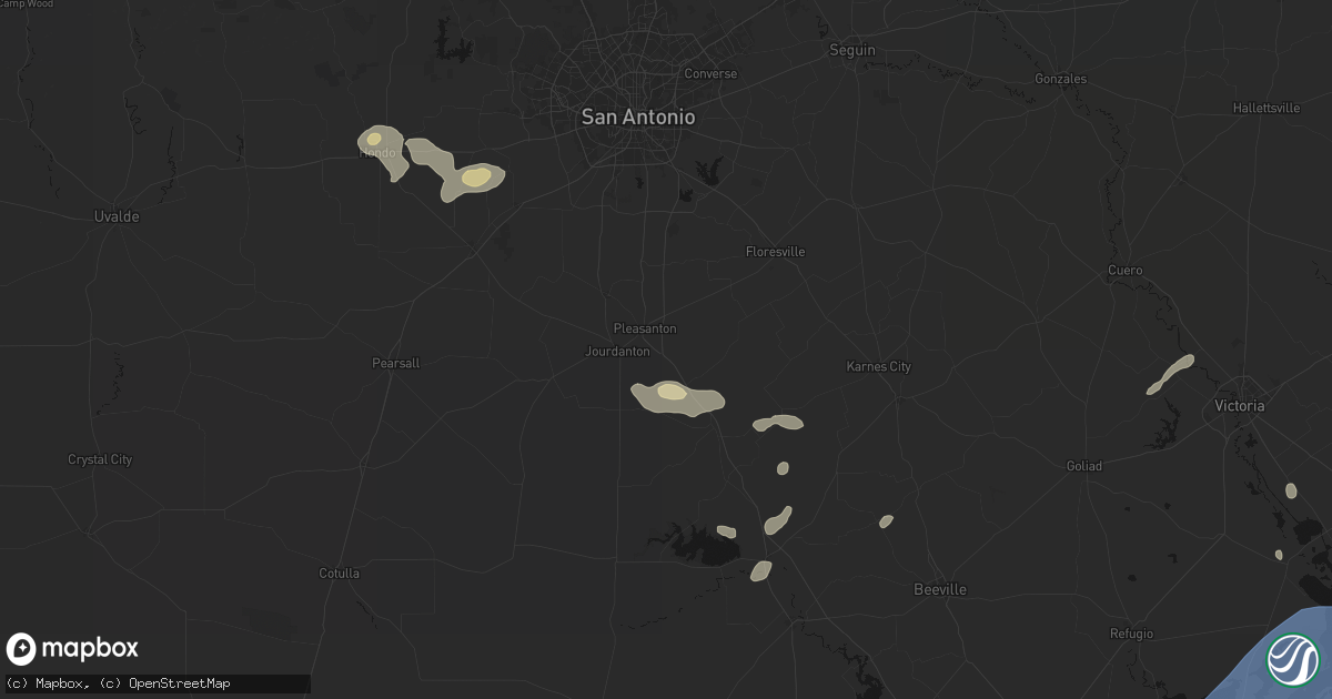 Hail map in Pleasanton, TX on May 23, 2026