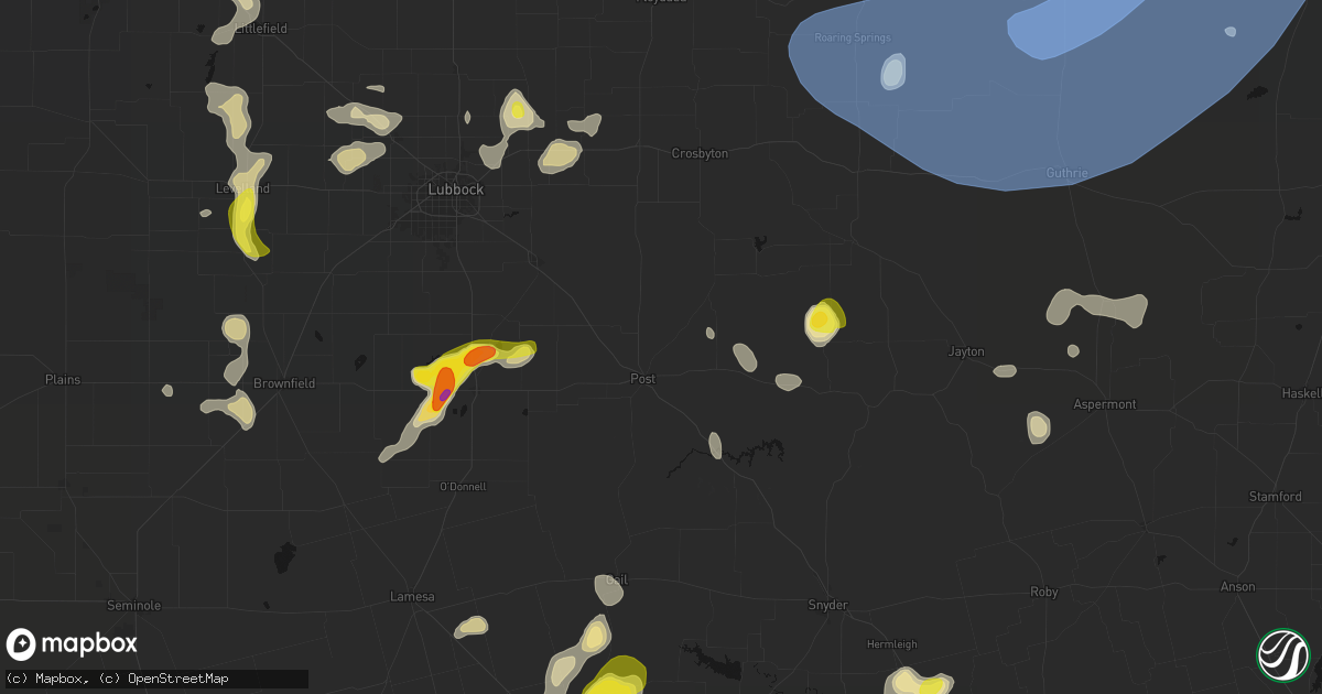 Hail map in Post, TX on May 23, 2026