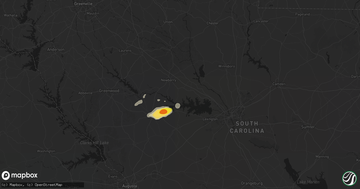 Hail map in Prosperity, SC on May 23, 2026
