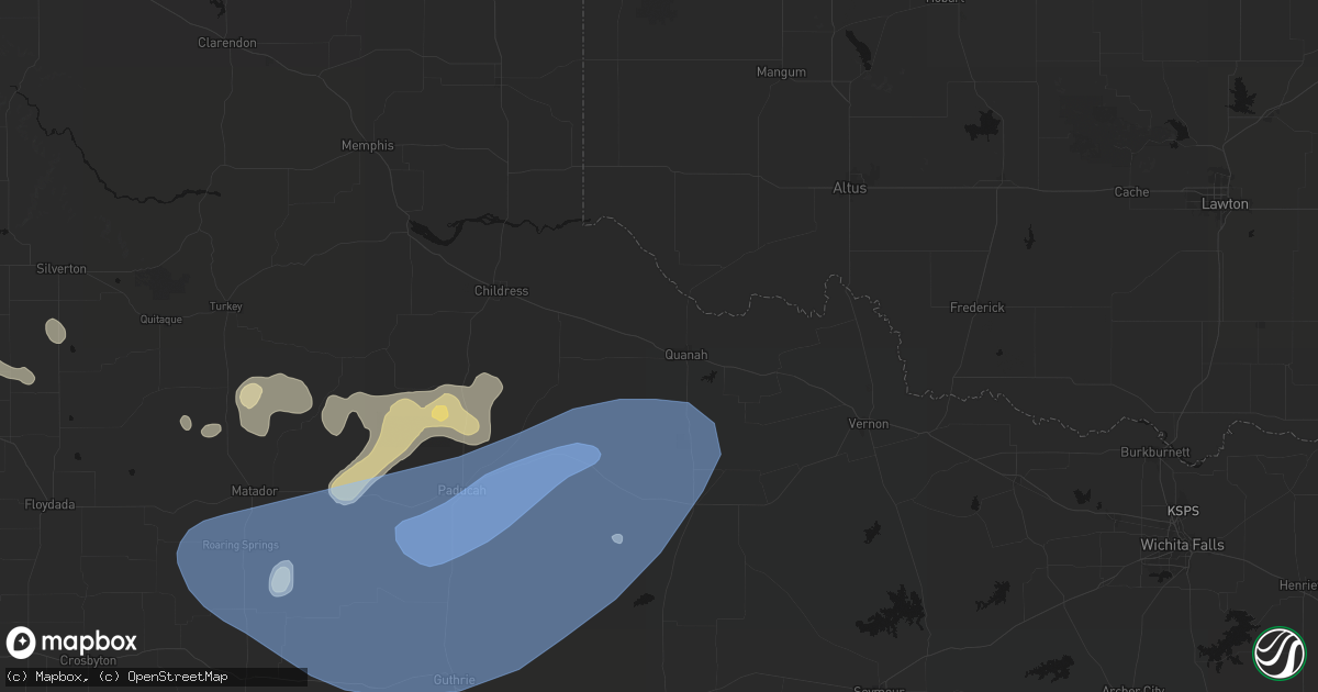 Hail map in Quanah, TX on May 23, 2026