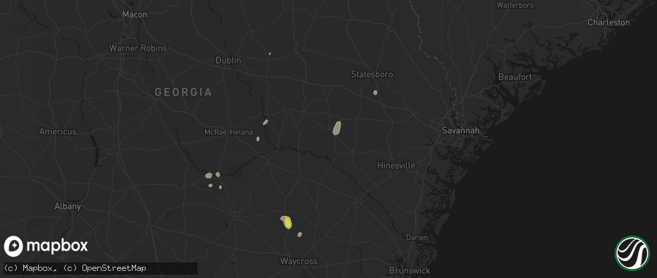 Hail map in Reidsville, GA on May 23, 2026