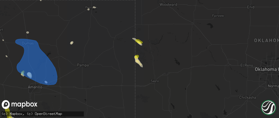 Hail map in Reydon, OK on May 23, 2026