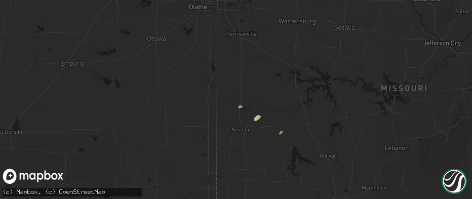 Hail map in Rich Hill, MO on May 23, 2026
