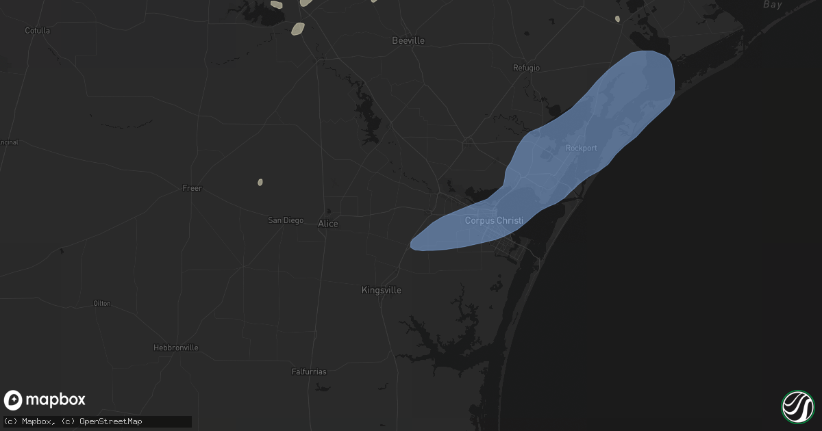 Hail map in Robstown, TX on May 23, 2026