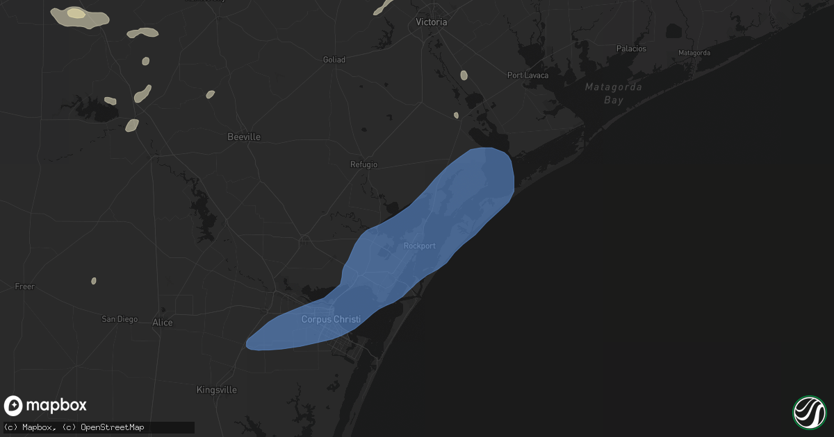 Hail map in Rockport, TX on May 23, 2026