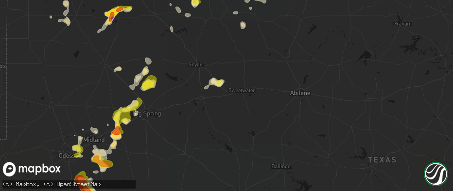 Hail map in Roscoe, TX on May 23, 2026