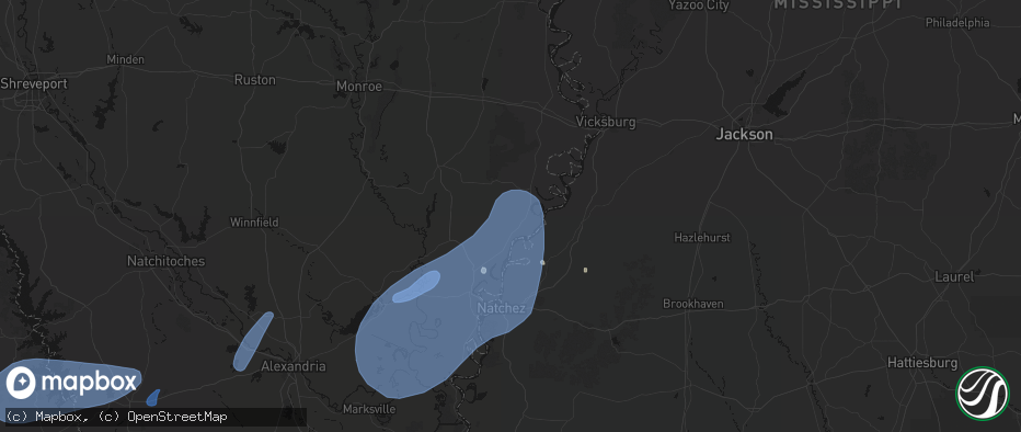Hail map in Saint Joseph, LA on May 23, 2026