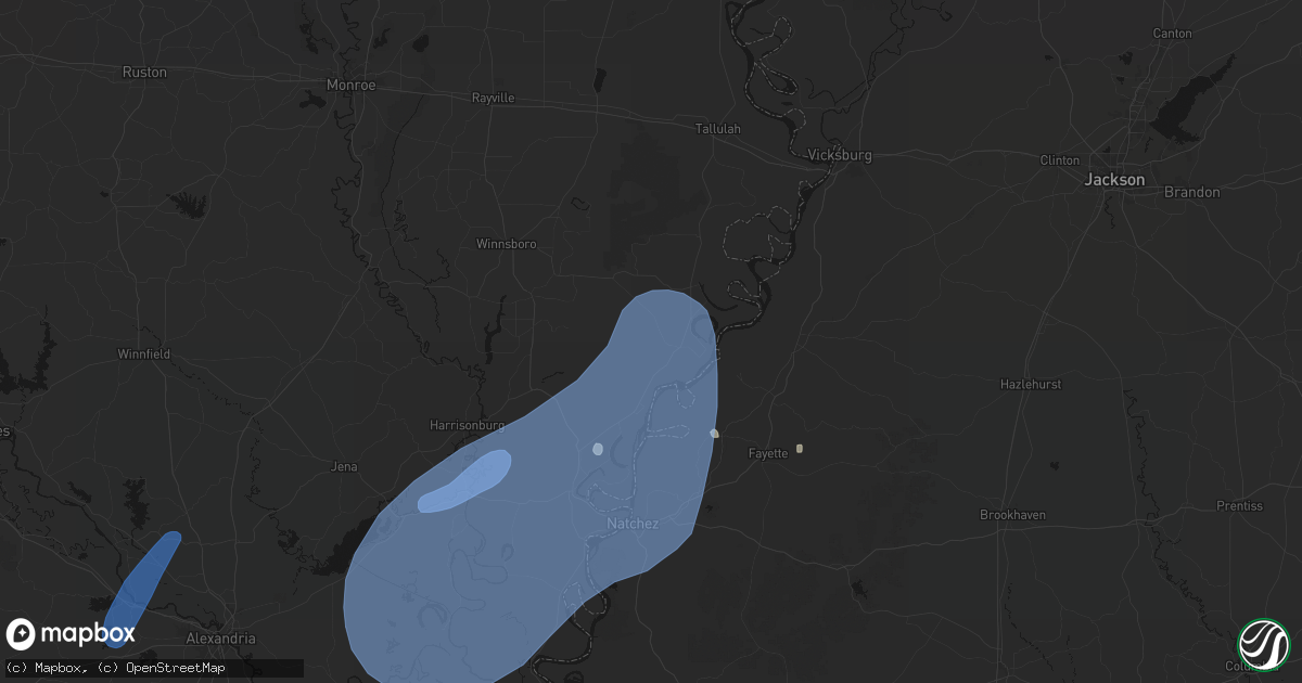 Hail map in Saint Joseph, LA on May 23, 2026