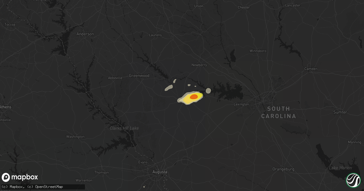 Hail map in Saluda, SC on May 23, 2026