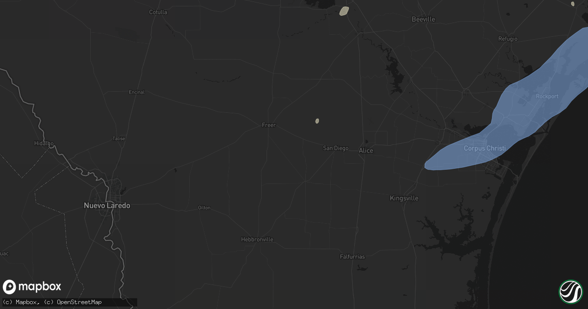 Hail map in San Diego, TX on May 23, 2026