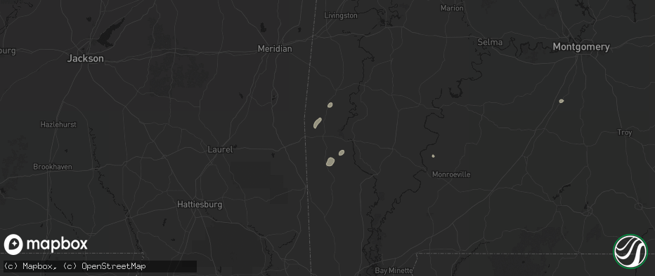 Hail map in Silas, AL on May 23, 2026