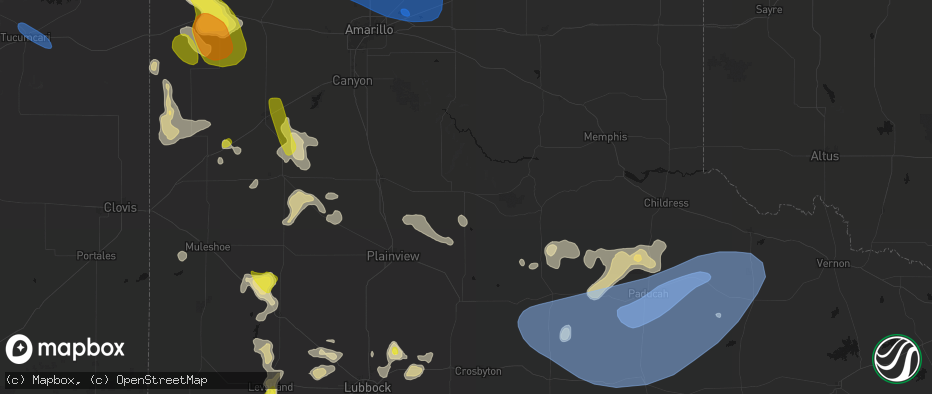 Hail map in Silverton, TX on May 23, 2026