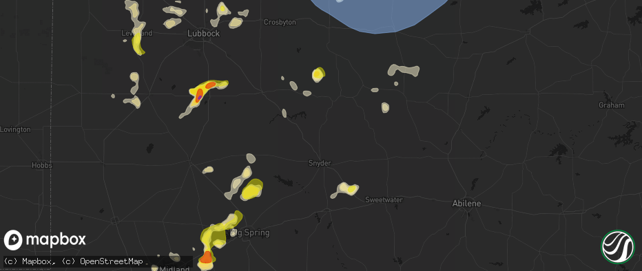 Hail map in Snyder, TX on May 23, 2026