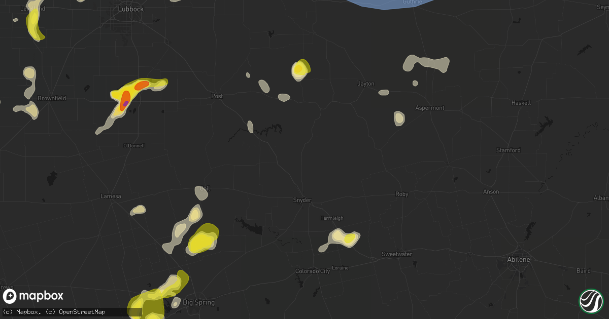 Hail map in Snyder, TX on May 23, 2026