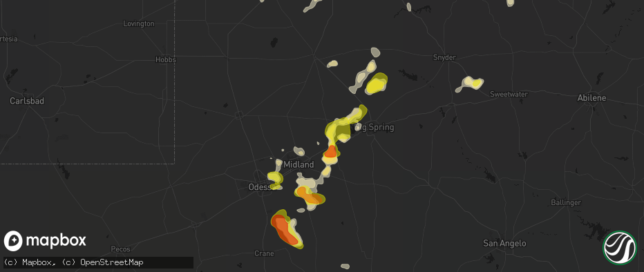 Hail map in Stanton, TX on May 23, 2026