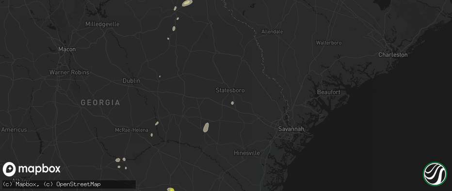 Hail map in Statesboro, GA on May 23, 2026