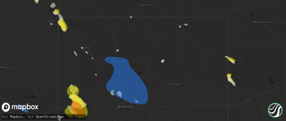 Hail map in Stinnett, TX on May 23, 2026