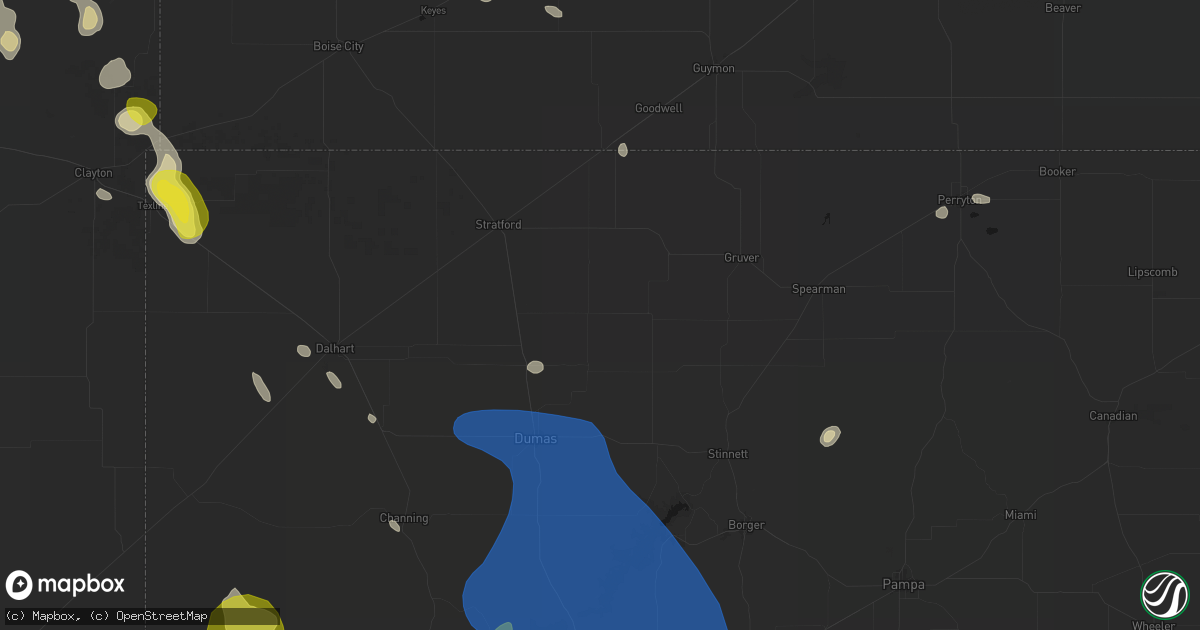 Hail map in Sunray, TX on May 23, 2026