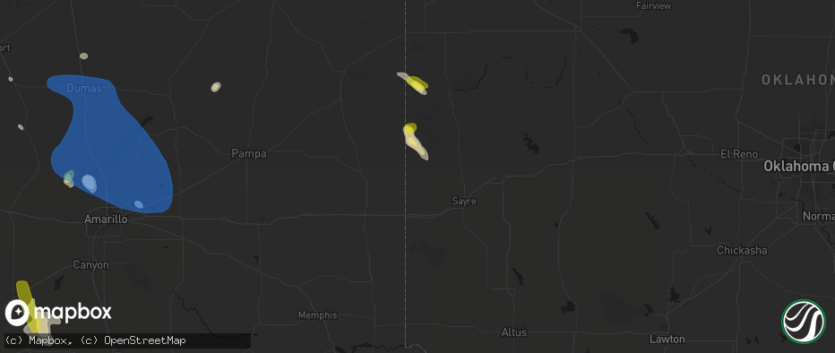 Hail map in Sweetwater, OK on May 23, 2026
