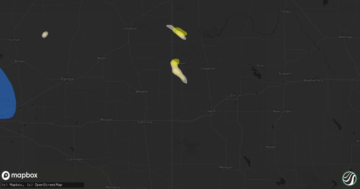 Hail map in Sweetwater, OK on May 23, 2026