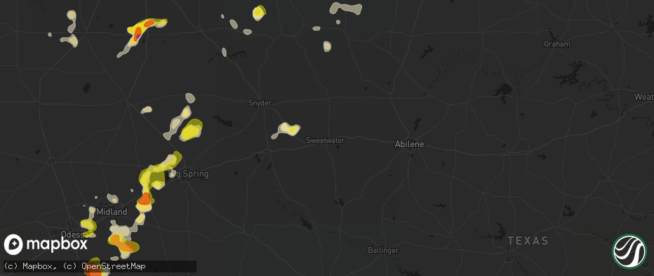 Hail map in Sweetwater, TX on May 23, 2026