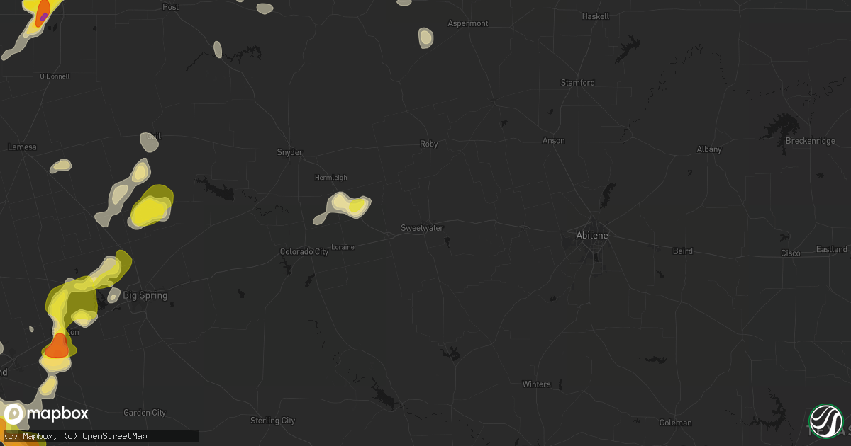 Hail map in Sweetwater, TX on May 23, 2026