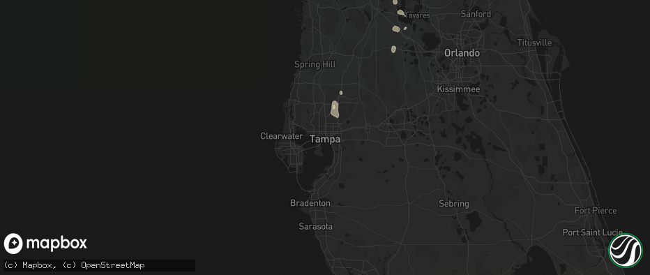 Hail map in Tampa, FL on May 23, 2026