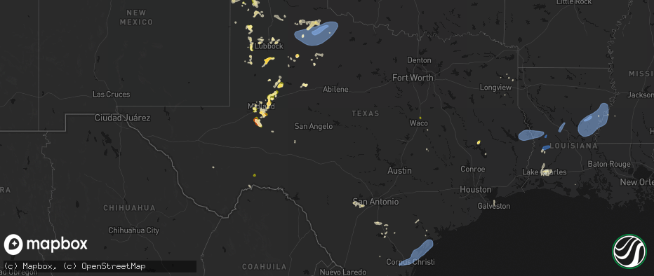 Hail map in Texas on May 23, 2026