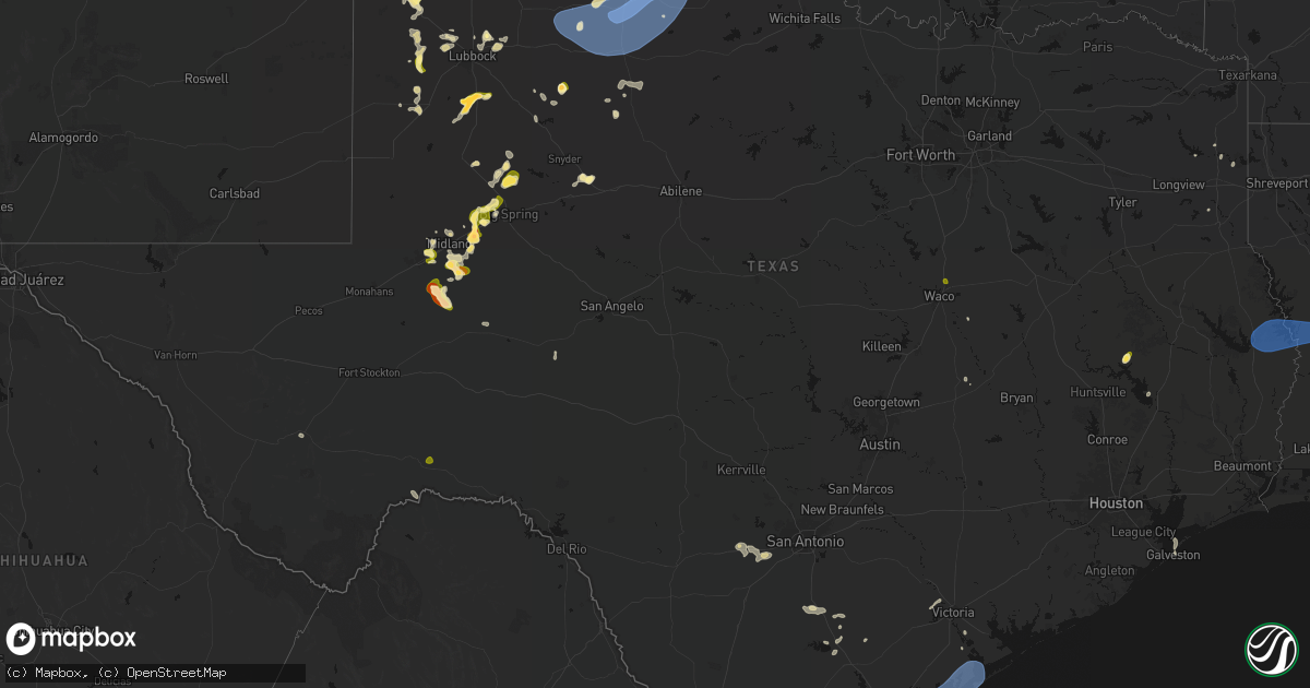Hail map in Texas on May 23, 2026