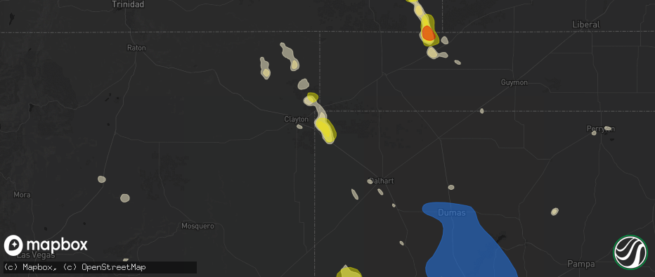 Hail map in Texline, TX on May 23, 2026