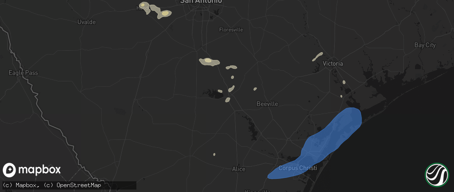 Hail map in Three Rivers, TX on May 23, 2026